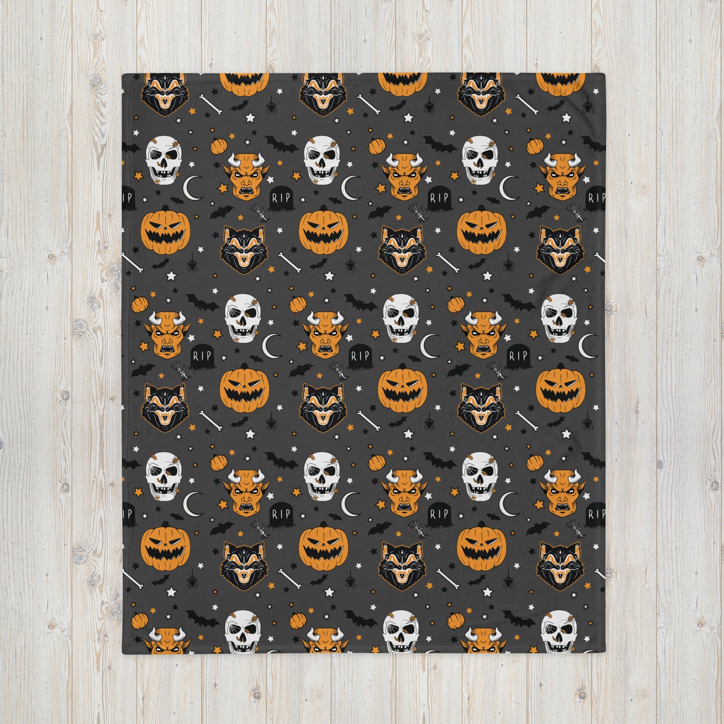 Creepy Grey Pattern Vintage Halloween Throw Blanket