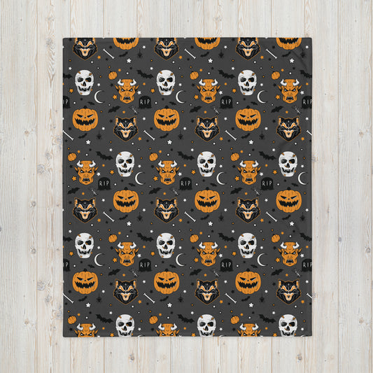 Creepy Grey Pattern Vintage Halloween Throw Blanket