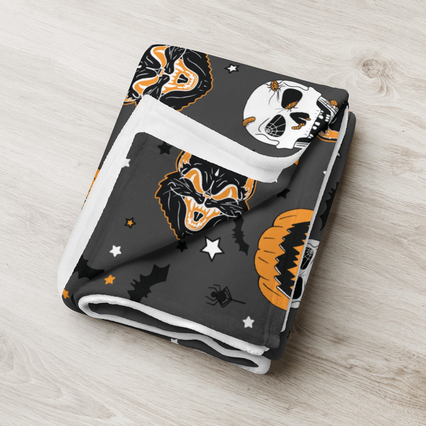 Creepy Grey Pattern Vintage Halloween Throw Blanket