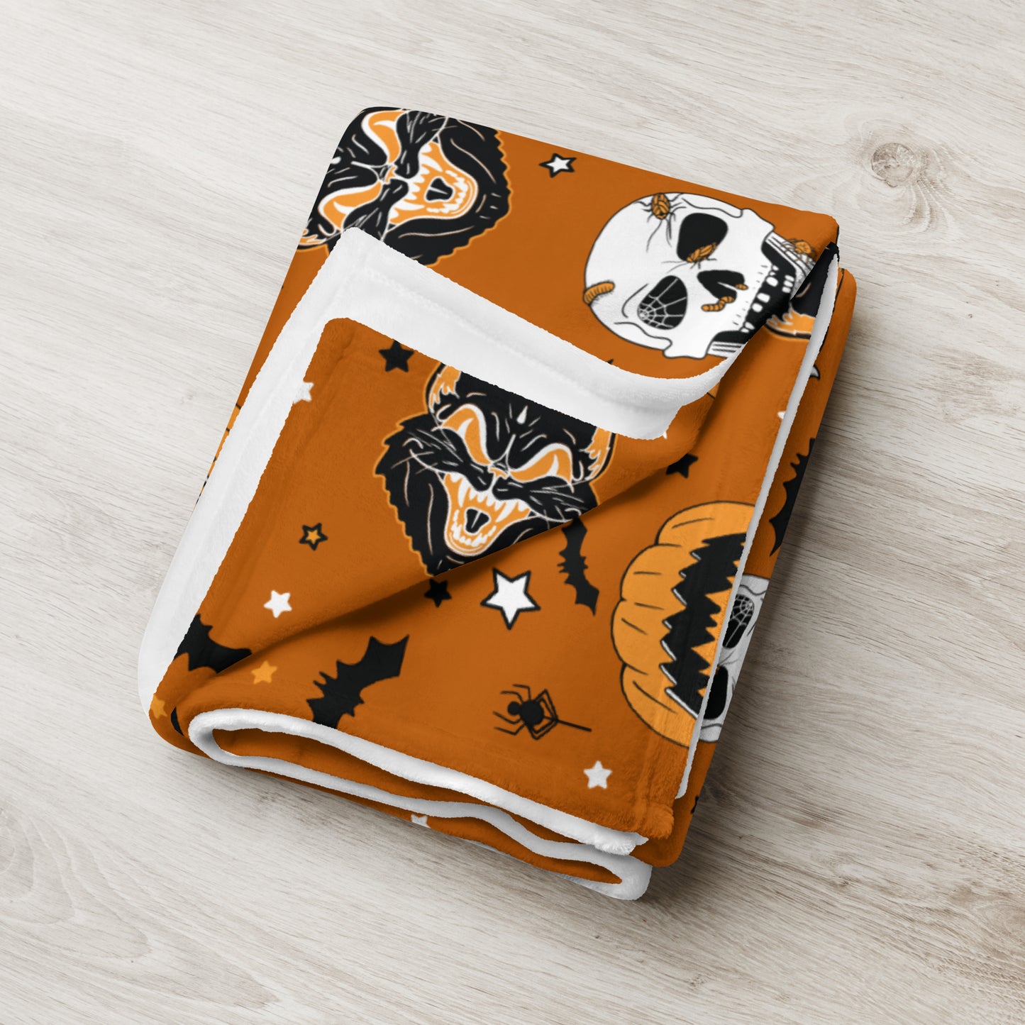 Creepy Orange Pattern Vintage Halloween Throw Blanket