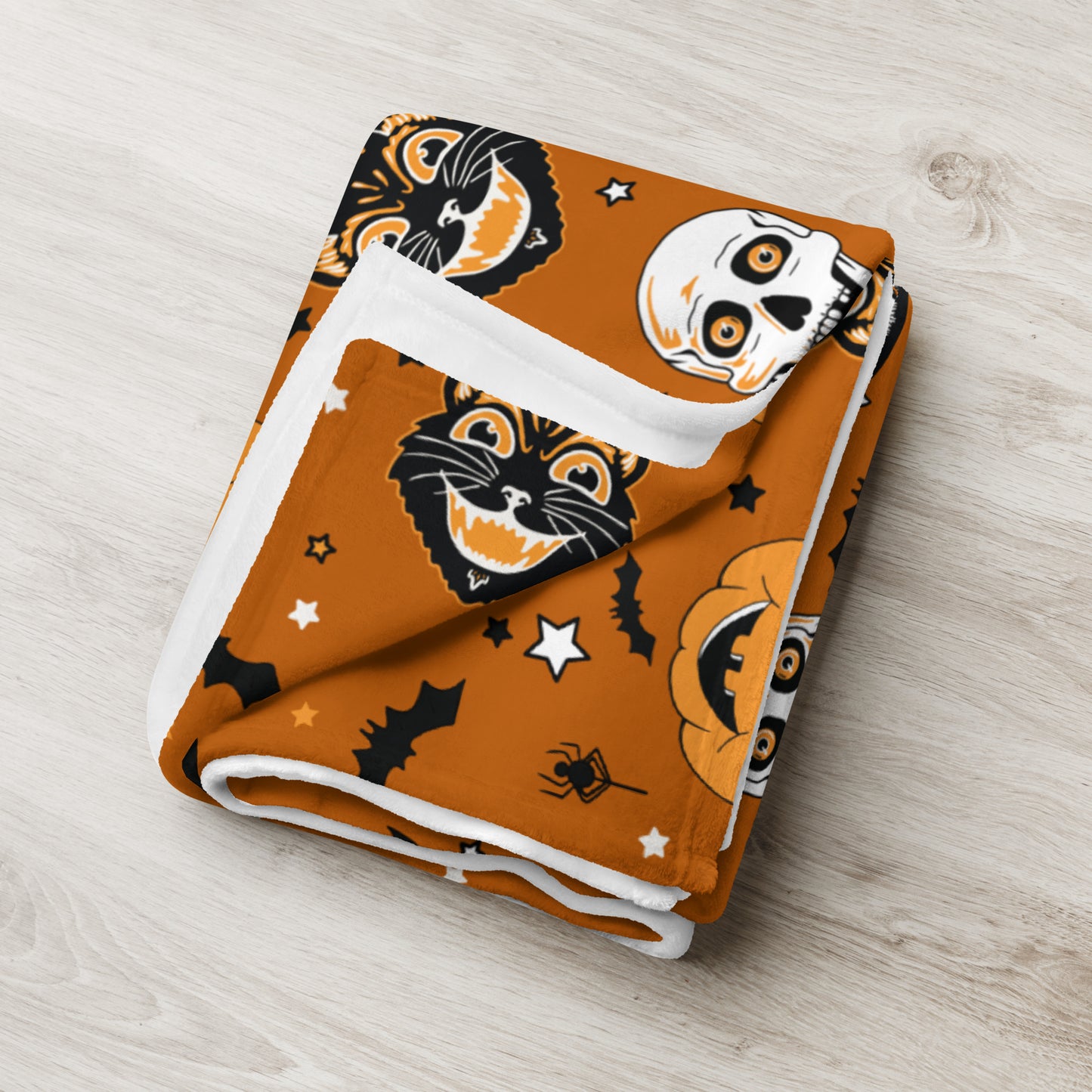 Cute Orange Pattern Vintage Halloween Throw Blanket