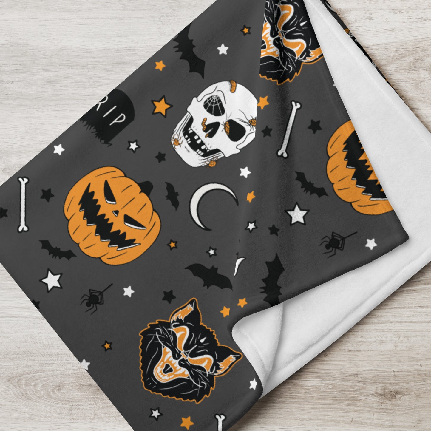 Creepy Grey Pattern Vintage Halloween Throw Blanket