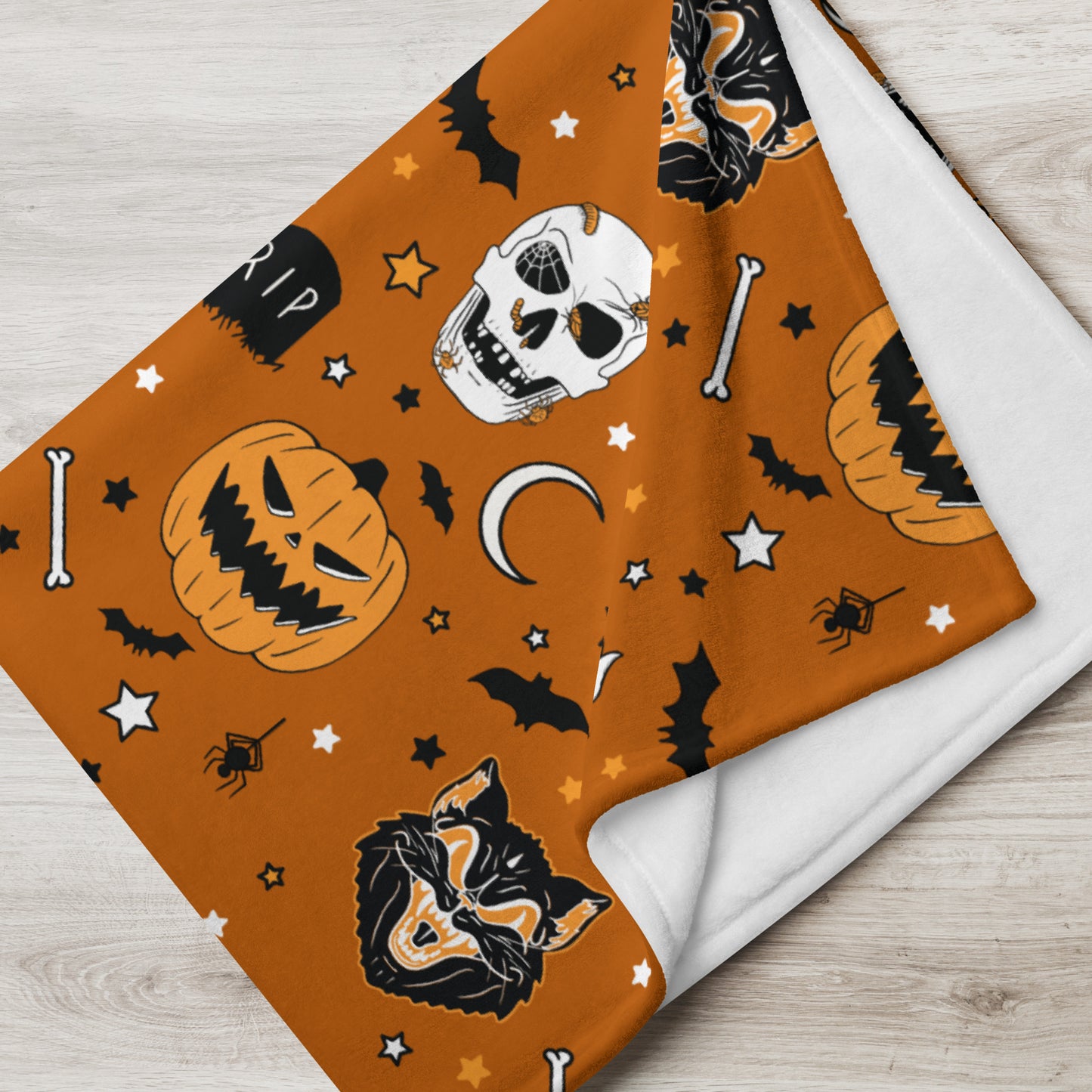 Creepy Orange Pattern Vintage Halloween Throw Blanket