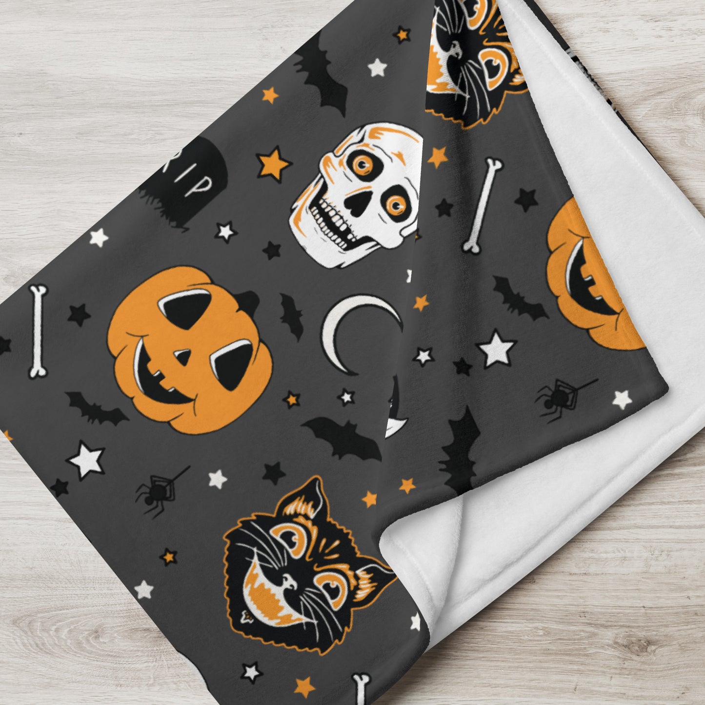 Cute Grey Pattern Vintage Halloween Throw Blanket